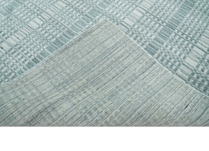 Modern 8x10 Hand Made striped Ivory and Gray Scandinavian Blended Wool Flatwoven Area Rug | KE36