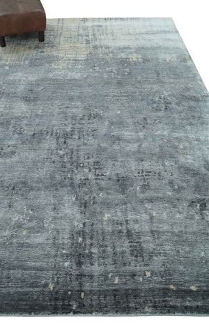 Modern Abstract 5.9x8.5 Silver, Beige and Charcoal Hand Knotted bamboo Silk Area Rug