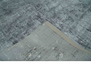 Modern Abstract 5.9x8.5 Silver, Beige and Charcoal Hand Knotted bamboo Silk Area Rug