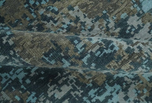 Modern Abstract 8x10 Hand Knotted Blue, Silver and Brown Low Pile Wool Rug | AC33810