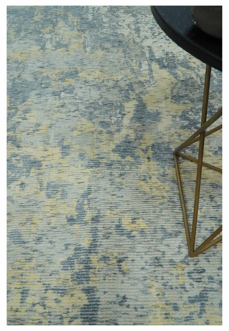 Modern Abstract Beige, Gray and Silver Hand loom 5x8 Wool and Viscose Area Rug