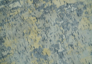 Modern Abstract Beige, Gray and Silver Hand loom 5x8 Wool and Viscose Area Rug