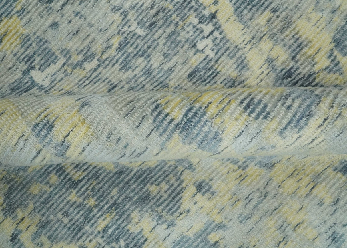 Modern Abstract Beige, Gray and Silver Hand loom 5x8 Wool and Viscose Area Rug
