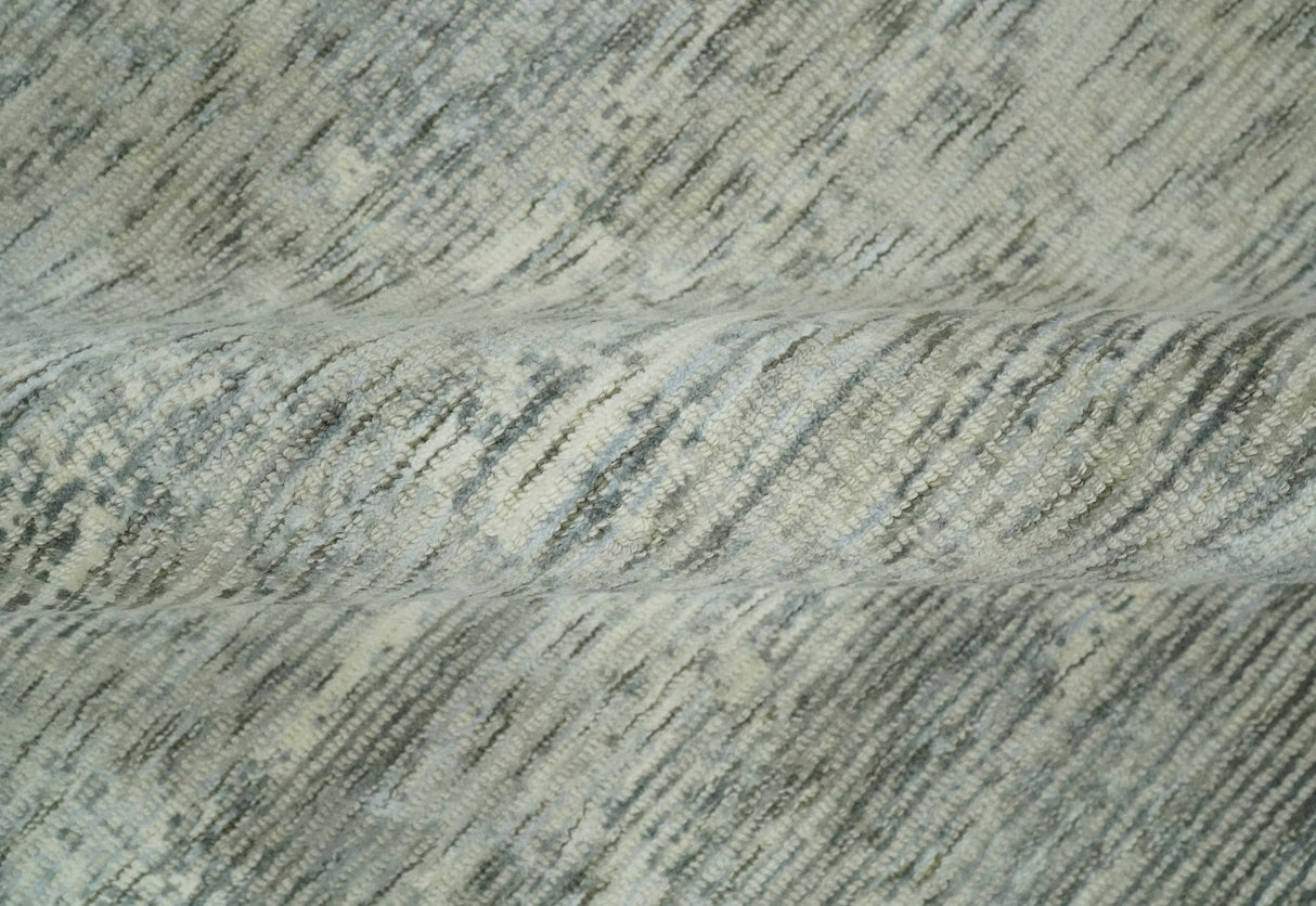 Modern Abstract Beige, silver, Gray and Charcoal 5x8 Hand loom Viscose Area Rug