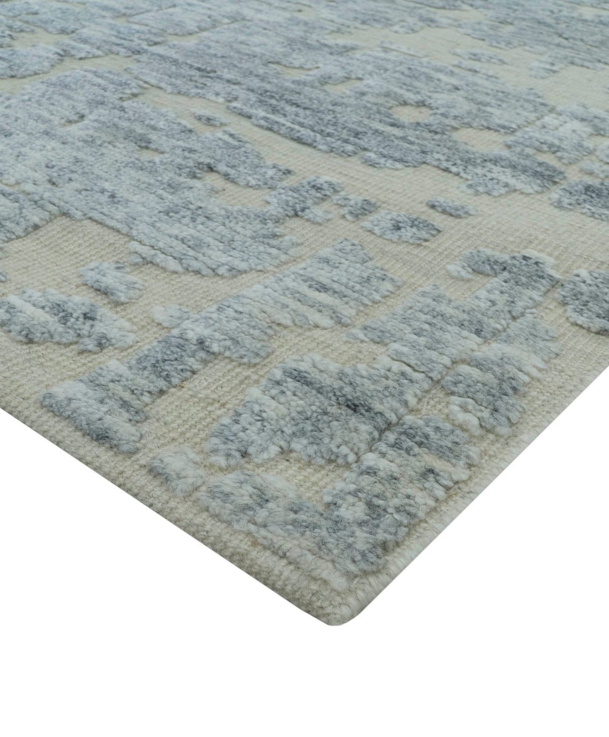 Modern Abstract Design Beige And Gay 8x10 Hand Knotted Wool Area Rug