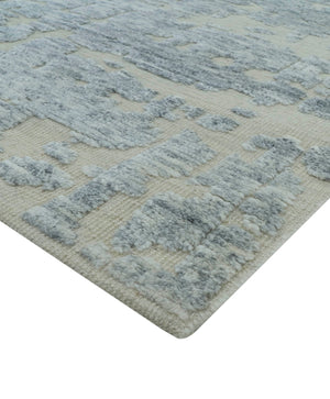 Modern Abstract Design Beige And Gay 8x10 Hand Knotted Wool Area Rug