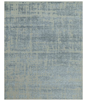 Modern Abstract Design Beige And Gay 8x10 Hand Knotted Wool Area Rug