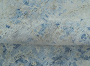 Modern Abstract Design Gray And Blue 10x13 Hand Knotted Bamboo Silk Area Rug