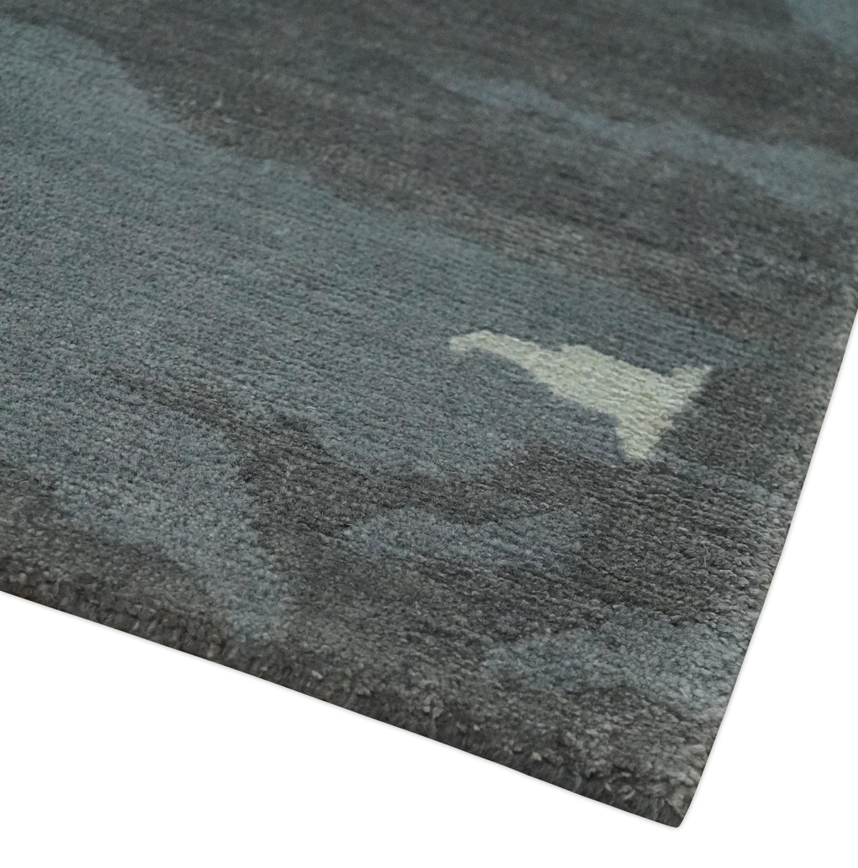 Modern Abstract Gray, Charcoal and Ivory Hand knotted 5x7 wool and Art Silk Area Rug