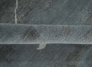Modern Abstract Gray, Charcoal and Ivory Hand knotted 5x7 wool and Art Silk Area Rug