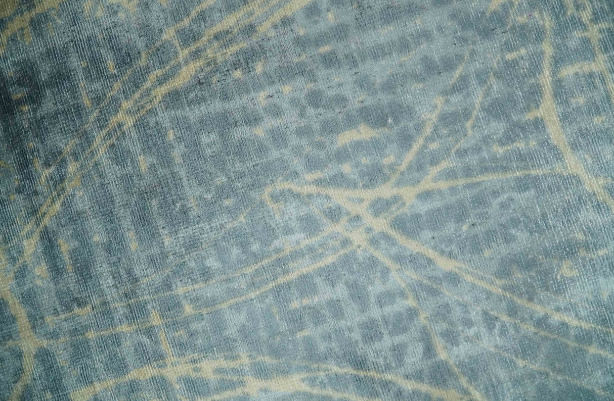 Modern Abstract Gray, Olive and Beige 5x8 Hand loom Viscose Area Rug