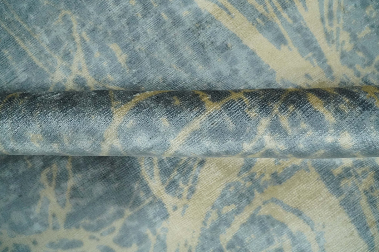 Modern Abstract Gray, Olive and Beige 5x8 Hand loom Viscose Area Rug