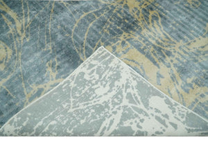 Modern Abstract Gray, Olive and Beige 5x8 Hand loom Viscose Area Rug