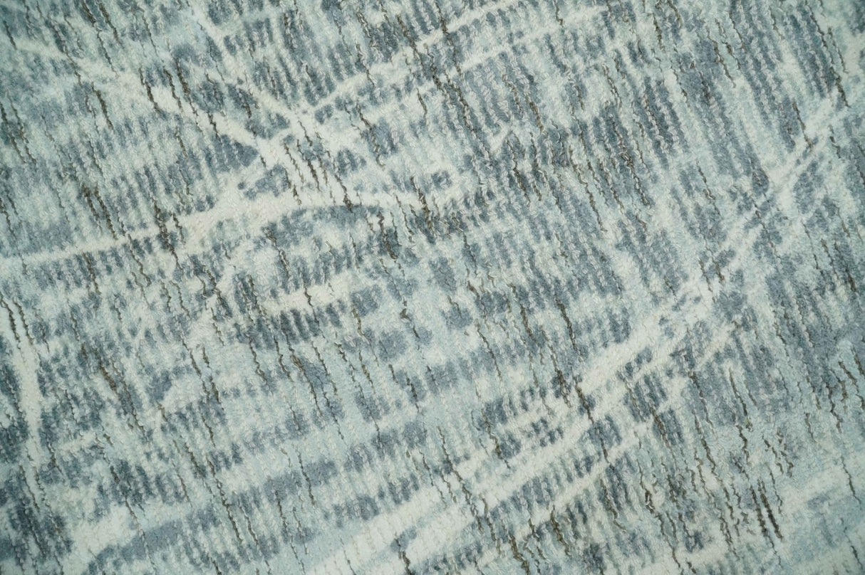 Modern Abstract Gray and Ivory 5x8 Hand loom wool and Viscose Area Rug