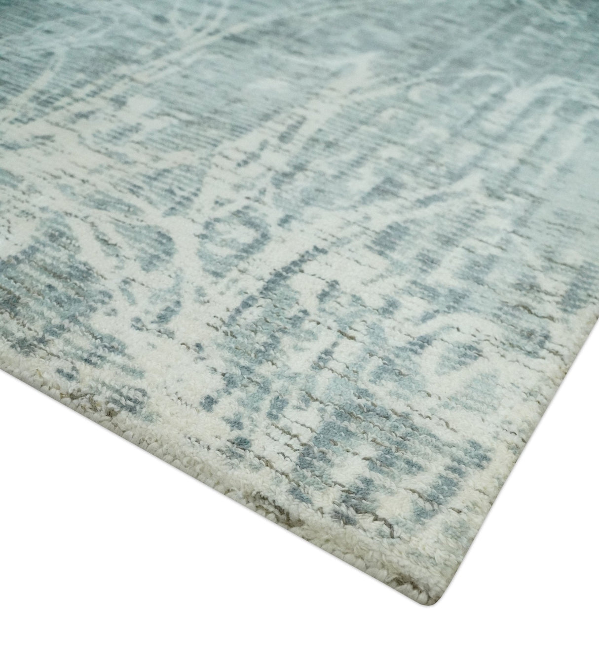 Modern Abstract Gray and Ivory 5x8 Hand loom wool and Viscose Area Rug