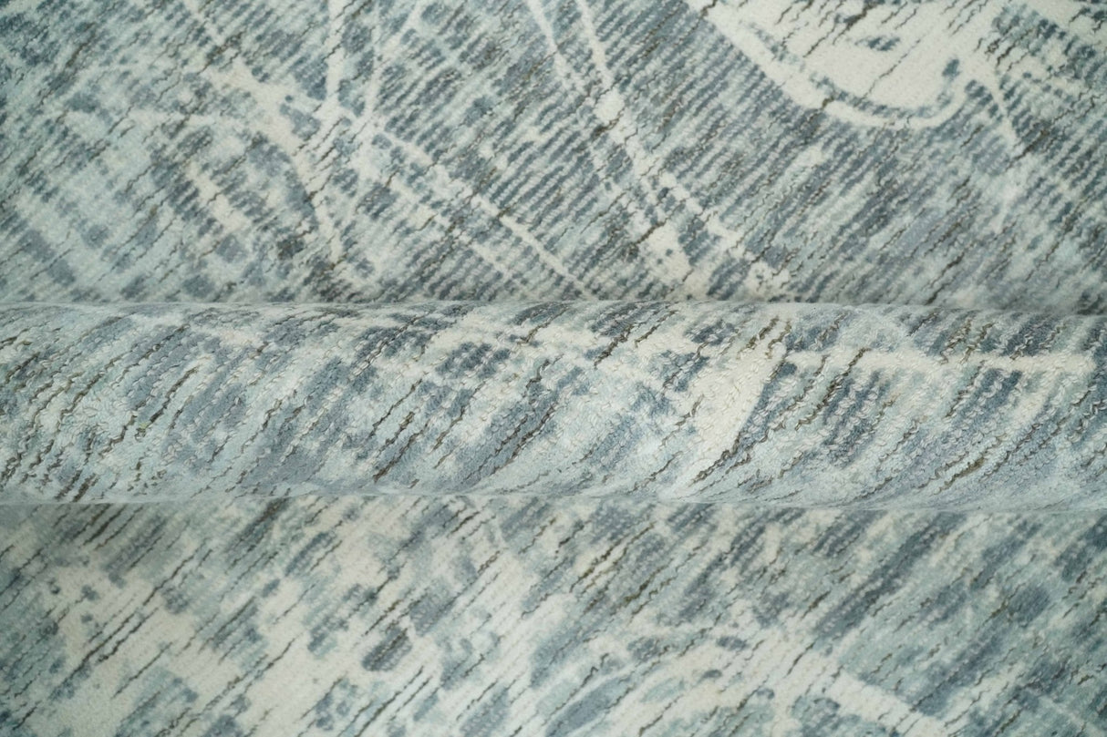 Modern Abstract Gray and Ivory 5x8 Hand loom wool and Viscose Area Rug