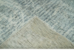 Modern Abstract Gray and Ivory 5x8 Hand loom wool and Viscose Area Rug