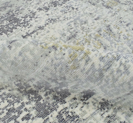 Modern Abstract Gray and Ivory Rug made with Art Silk | TRD10131