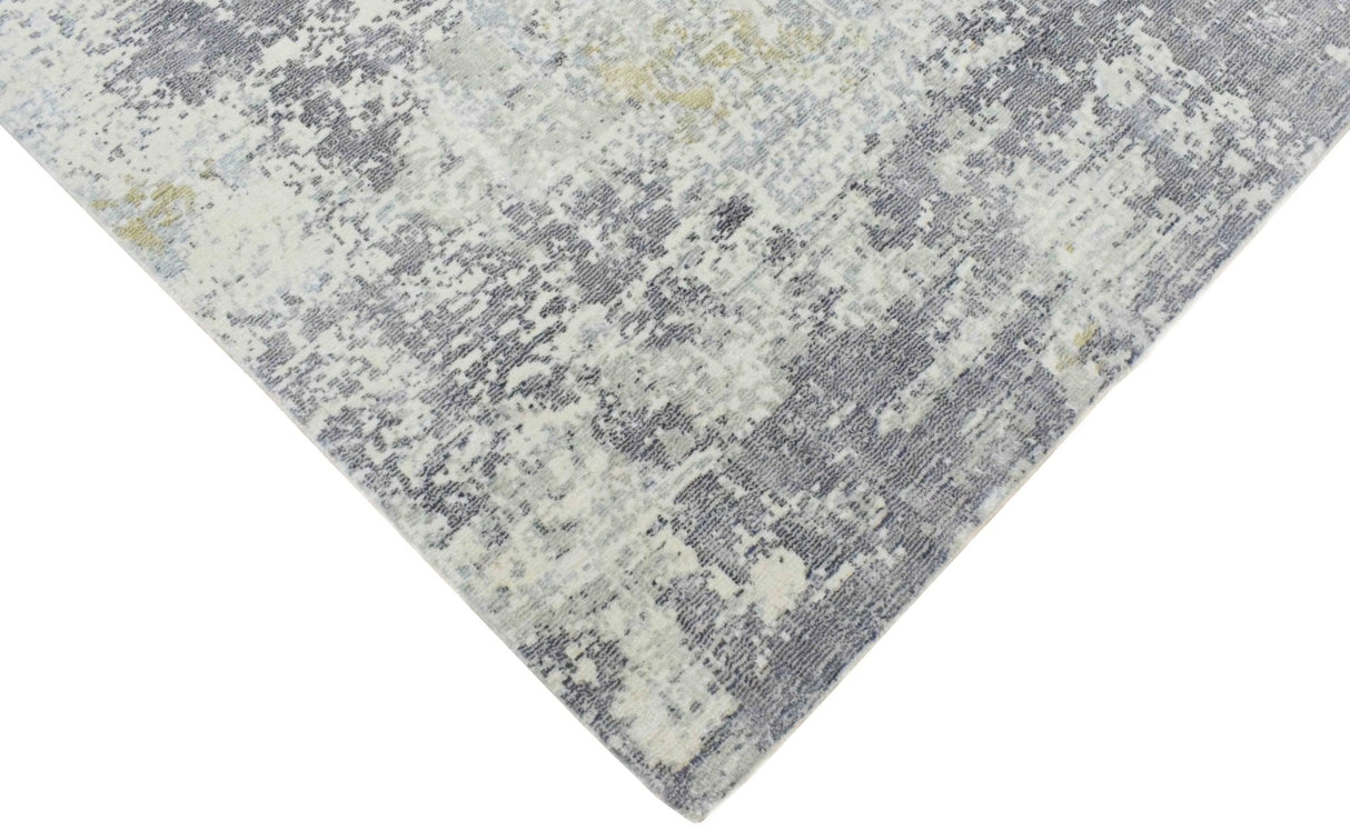 Modern Abstract Gray and Ivory Rug made with Art Silk | TRD10131
