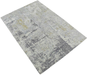 Modern Abstract Gray and Ivory Rug made with Art Silk | TRD10131