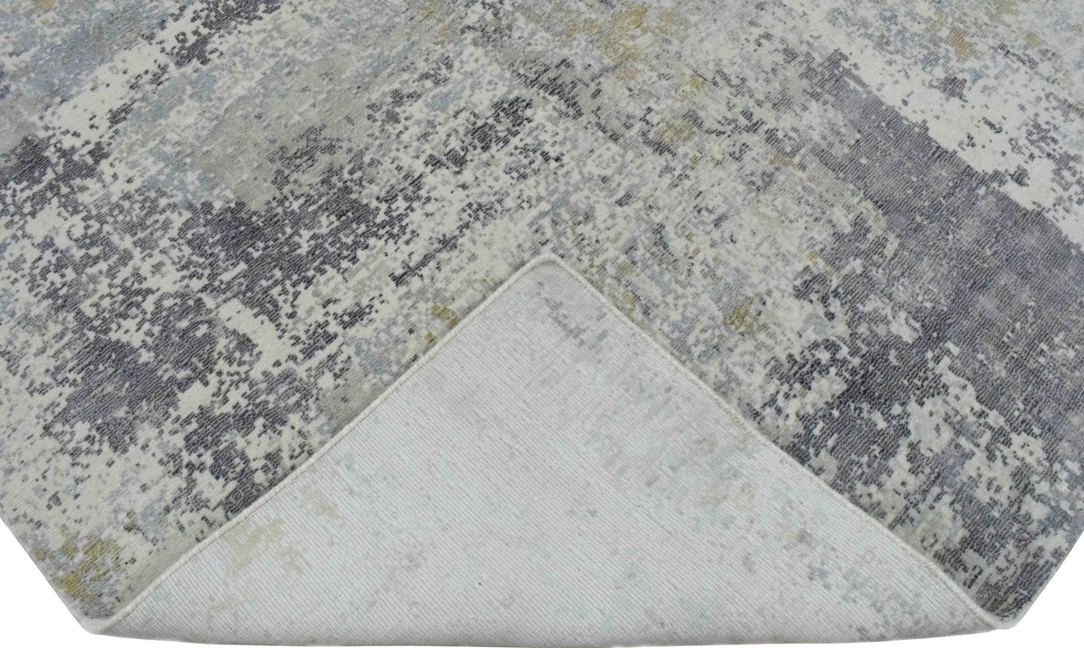 Modern Abstract Gray and Ivory Rug made with Art Silk | TRD10131