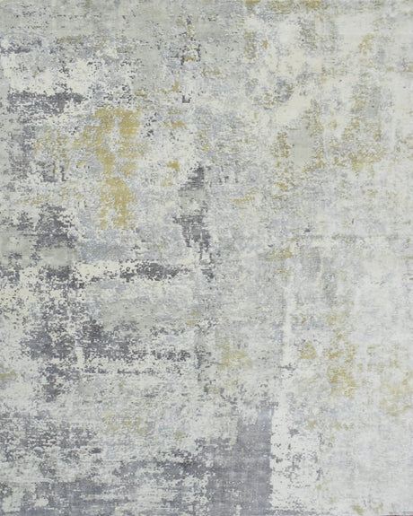 Modern Abstract Gray and Ivory Rug made with Art Silk | TRD10131