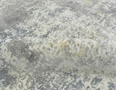 Modern Abstract Gray and Ivory Rug made with Art Silk | TRD10133