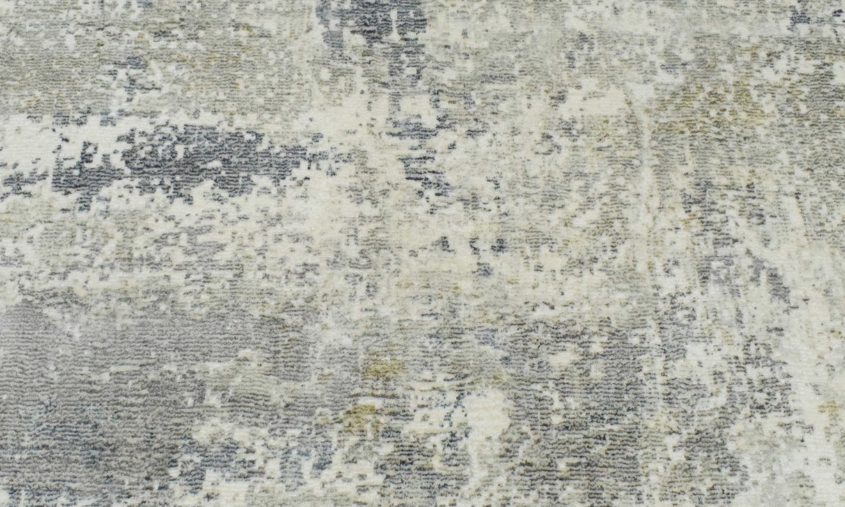 Modern Abstract Gray and Ivory Rug made with Art Silk | TRD10133