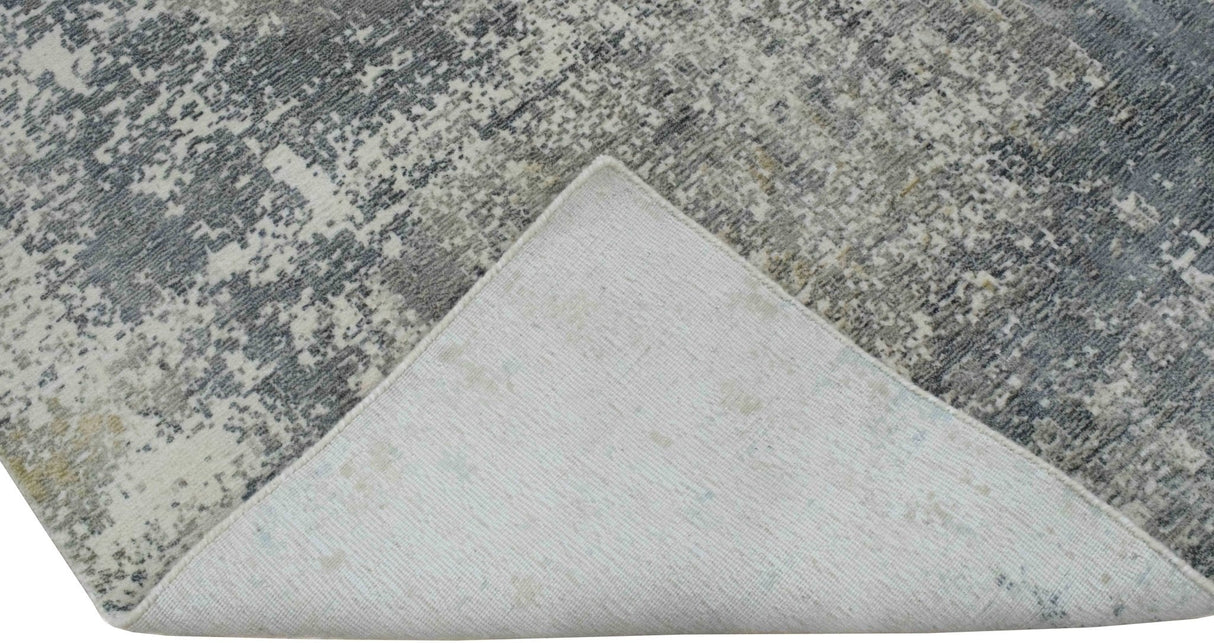 Modern Abstract Gray and Ivory Rug made with Art Silk | TRD10133