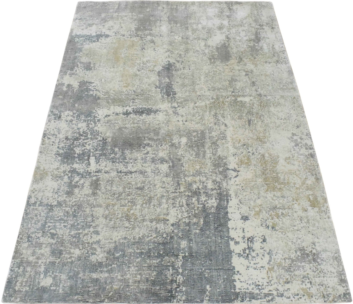 Modern Abstract Gray and Ivory Rug made with Art Silk | TRD10133