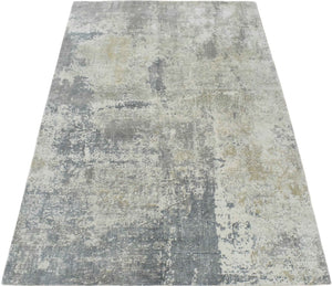 Modern Abstract Gray and Ivory Rug made with Art Silk | TRD10133