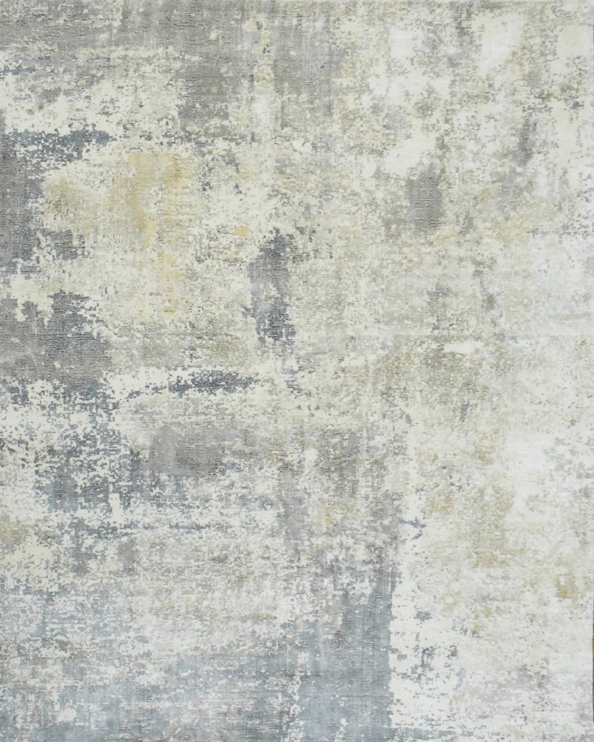 Modern Abstract Gray and Ivory Rug made with Art Silk | TRD10133