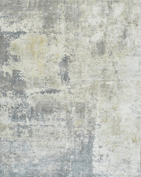 Modern Abstract Gray and Ivory Rug made with Art Silk | TRD10133