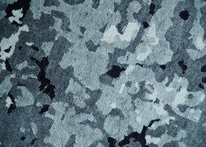 Modern Abstract Hand Knotted 8x10 Ivory, Gray, Charcoal and Black Wool and Blended Silk Area Rug