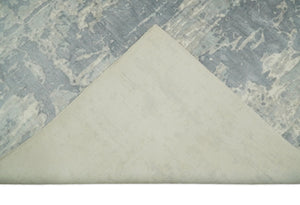 Modern Abstract Handmade 8x10 Beige and Gray Bamboo Silk Area Rug