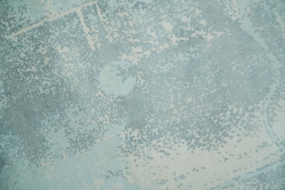 Modern Abstract Light Blue, Beige and Gray Hand loom 5x8 wool and Viscose Area Rug