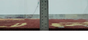 Modern Abstract Maroon, Gold and Aqua Hand loom 5x7 wool and Viscose Area Rug