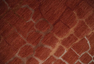Modern Abstract Rust 5x7 Handloom wool and Art Silk Area Rug