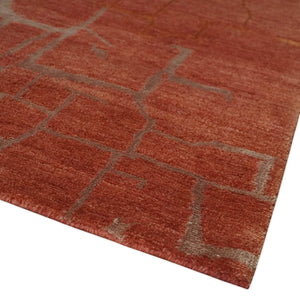 Modern Abstract Rust 5x7 Handloom wool and Art Silk Area Rug