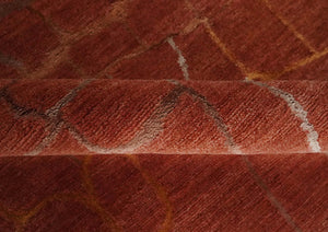 Modern Abstract Rust 5x7 Handloom wool and Art Silk Area Rug