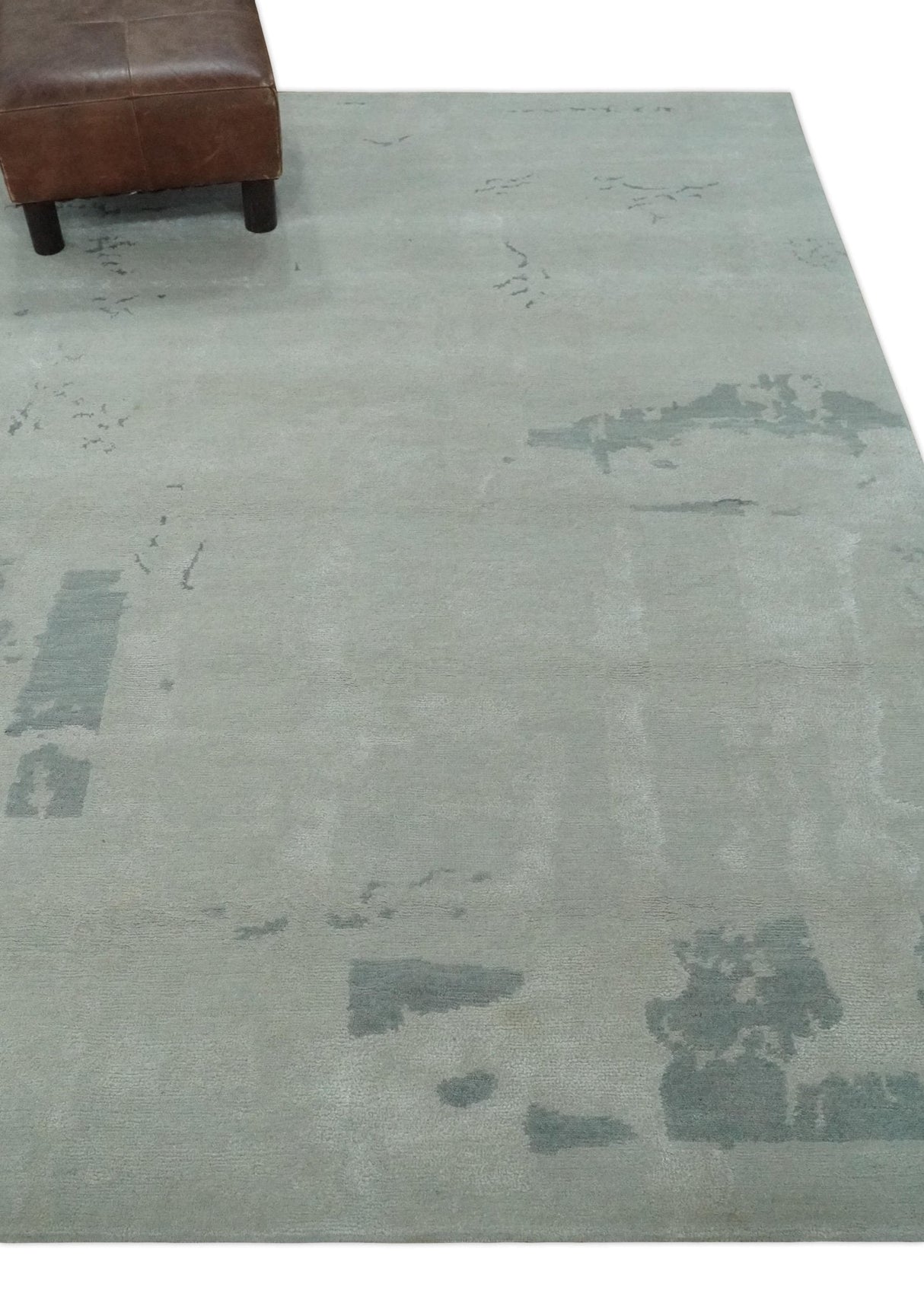 Modern Abstract Silver And Gray Hand knotted Art Silk Area Rug