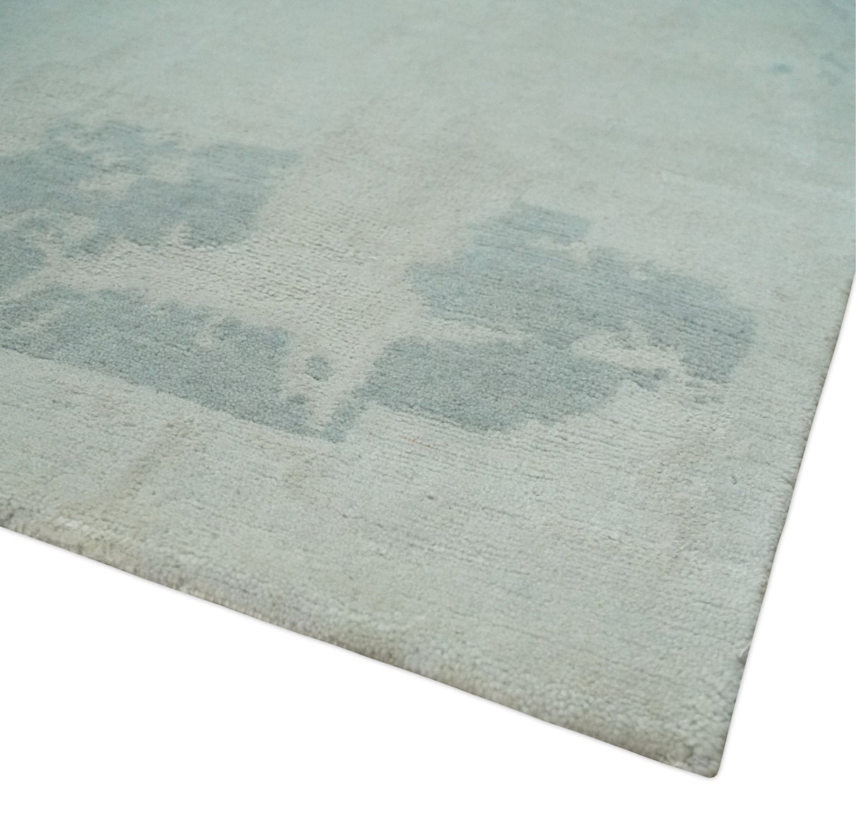 Modern Abstract Silver And Gray Hand knotted Art Silk Area Rug