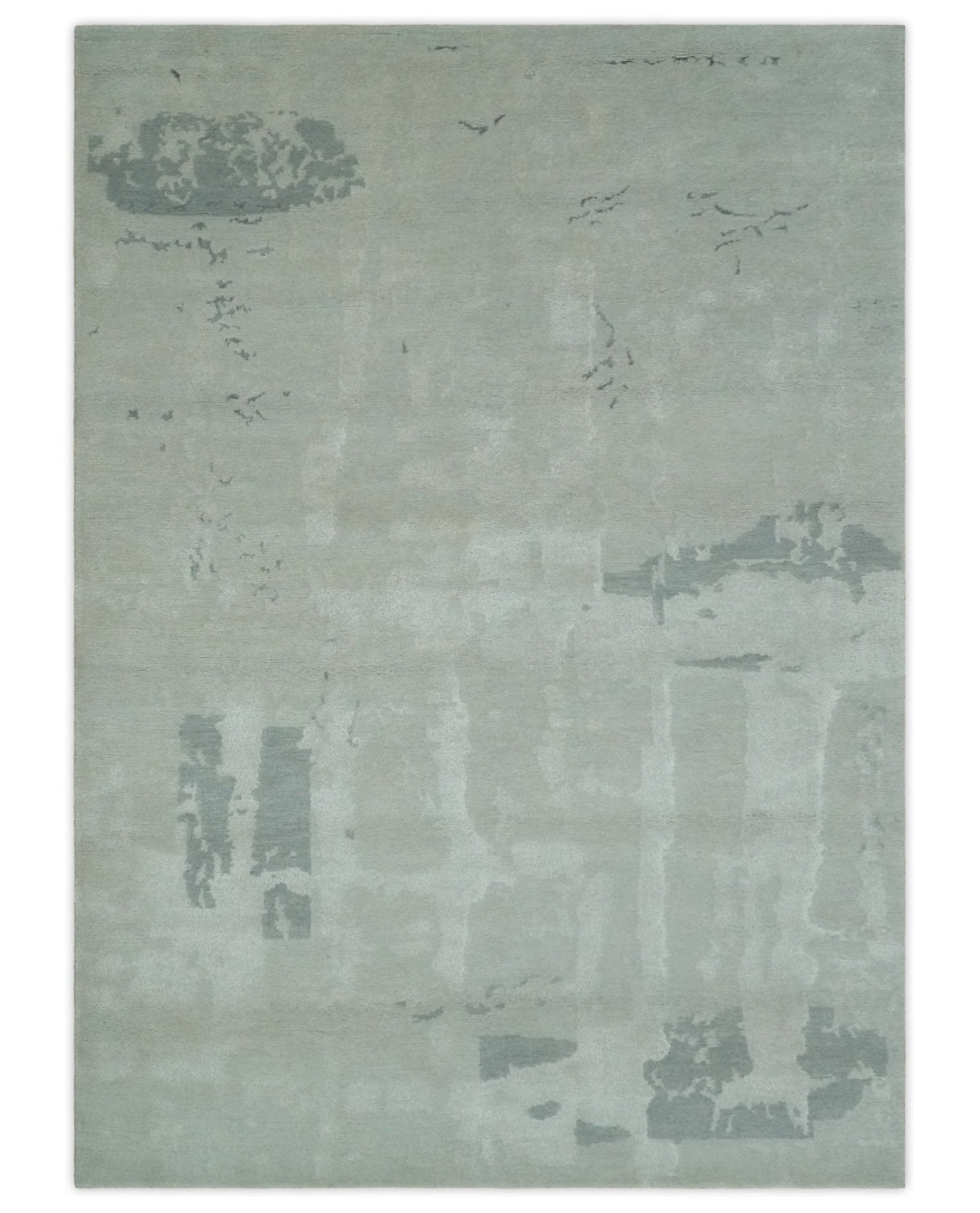 Modern Abstract Silver And Gray Hand knotted Art Silk Area Rug