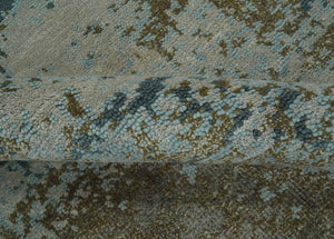Modern Abstract Silver, Gray, Olive and Tan Hand Knotted 5x8 wool Area Rug