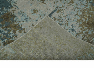 Modern Abstract Silver, Gray, Olive and Tan Hand Knotted 5x8 wool Area Rug