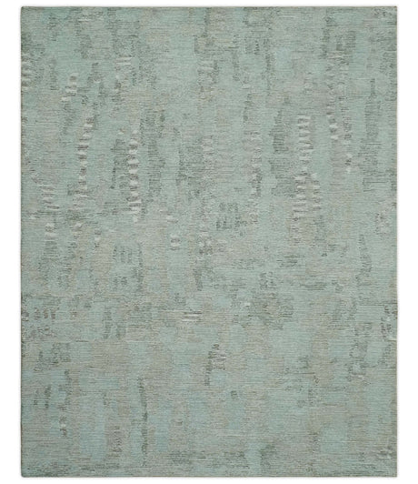 Modern Abstract Teal, Olive and Ivory Hand Tufted Multi Size wool area rug