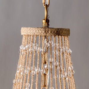 Modern Beaded Basket Weathered Wood 4-Light Chandelier