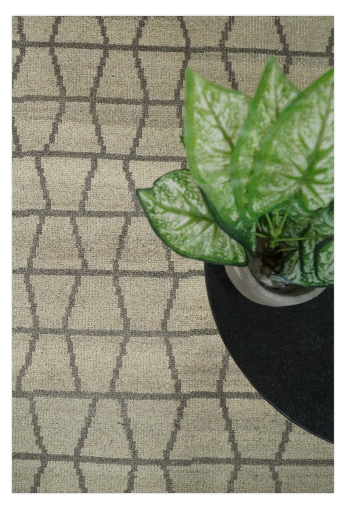 Modern Beige and Brown Geometric Scandinavian 5x7 Blended Wool Flatwoven Area Rug | HL24