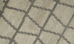Modern Beige and Brown Geometric Scandinavian 5x7 Blended Wool Flatwoven Area Rug | HL24