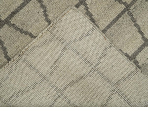 Modern Beige and Brown Geometric Scandinavian 5x7 Blended Wool Flatwoven Area Rug | HL24
